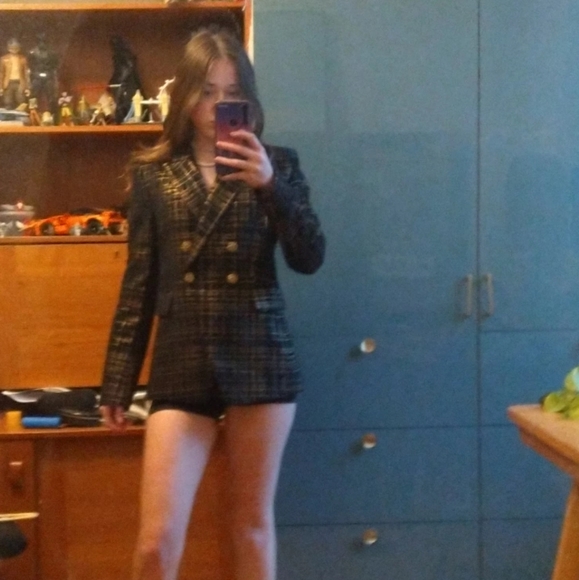 Elie Tahari metallic plaid blazer - Picture 6 of 8